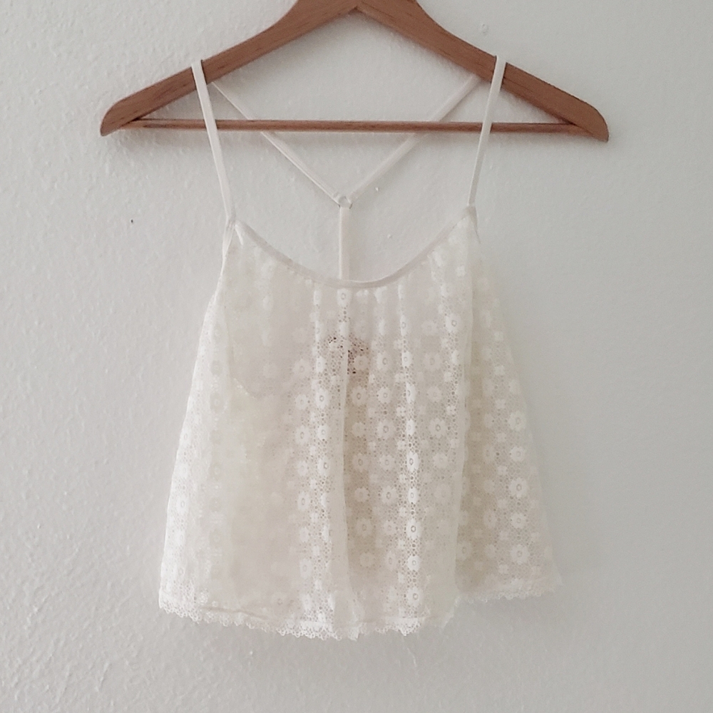 Victoria's Secret Lace Racerback Tank Top White Lace Cami Size Small